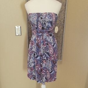 Soma Wrapped Waist Bandeau Strapless Paisley Dress
